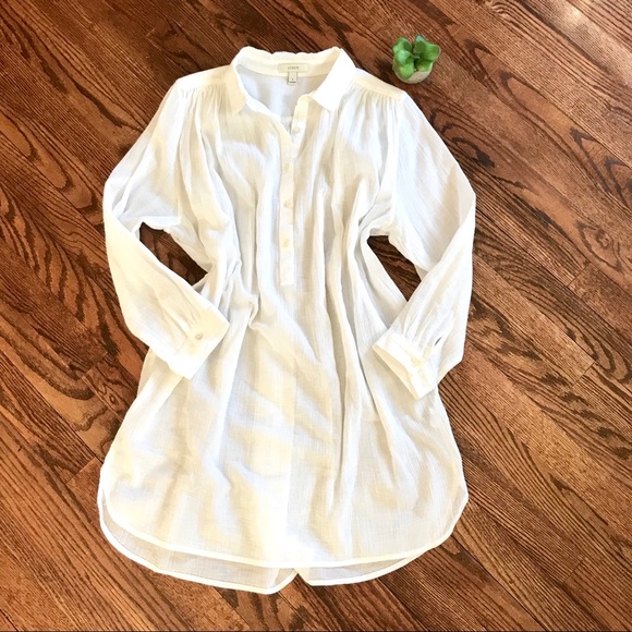 white gauze beach cover up